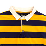 Purple And Gold Striped Mens Short Sleeve Rugby Shirt Detail