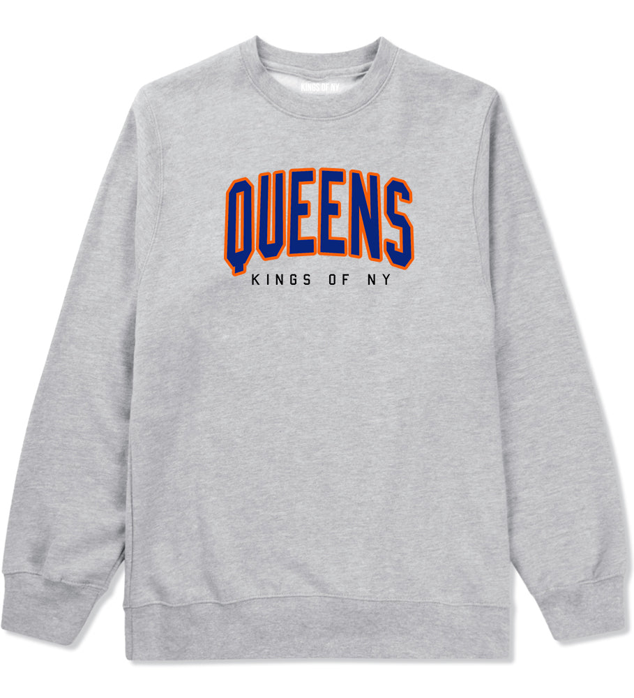 Queens Blue Orange Mens Crewneck Sweatshirt Grey by Kings Of NY