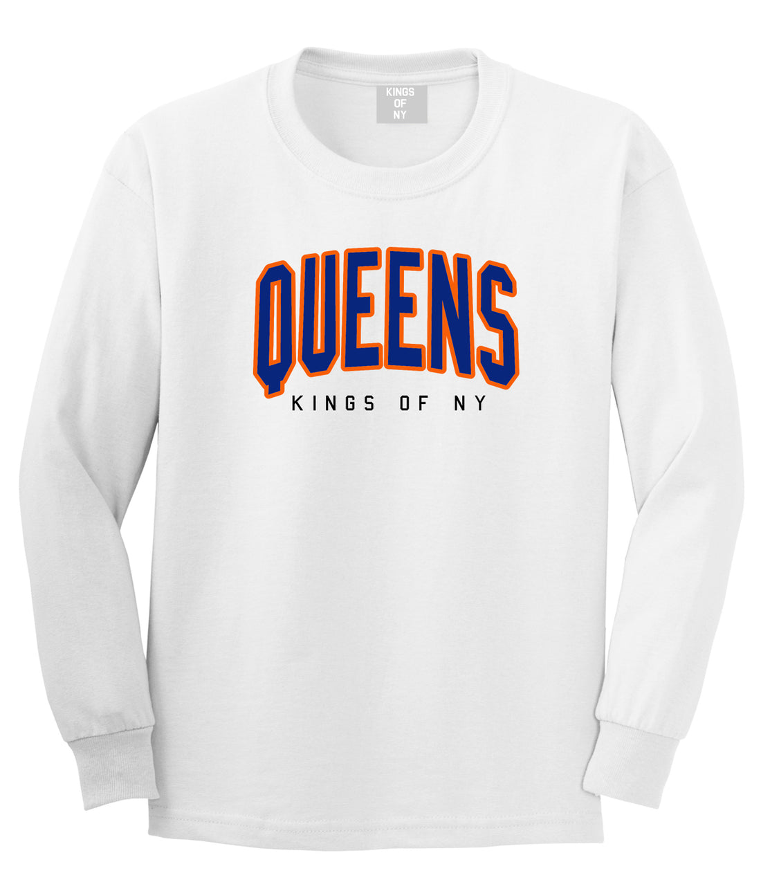 Queens Blue Orange Mens Long Sleeve T-Shirt White by Kings Of NY
