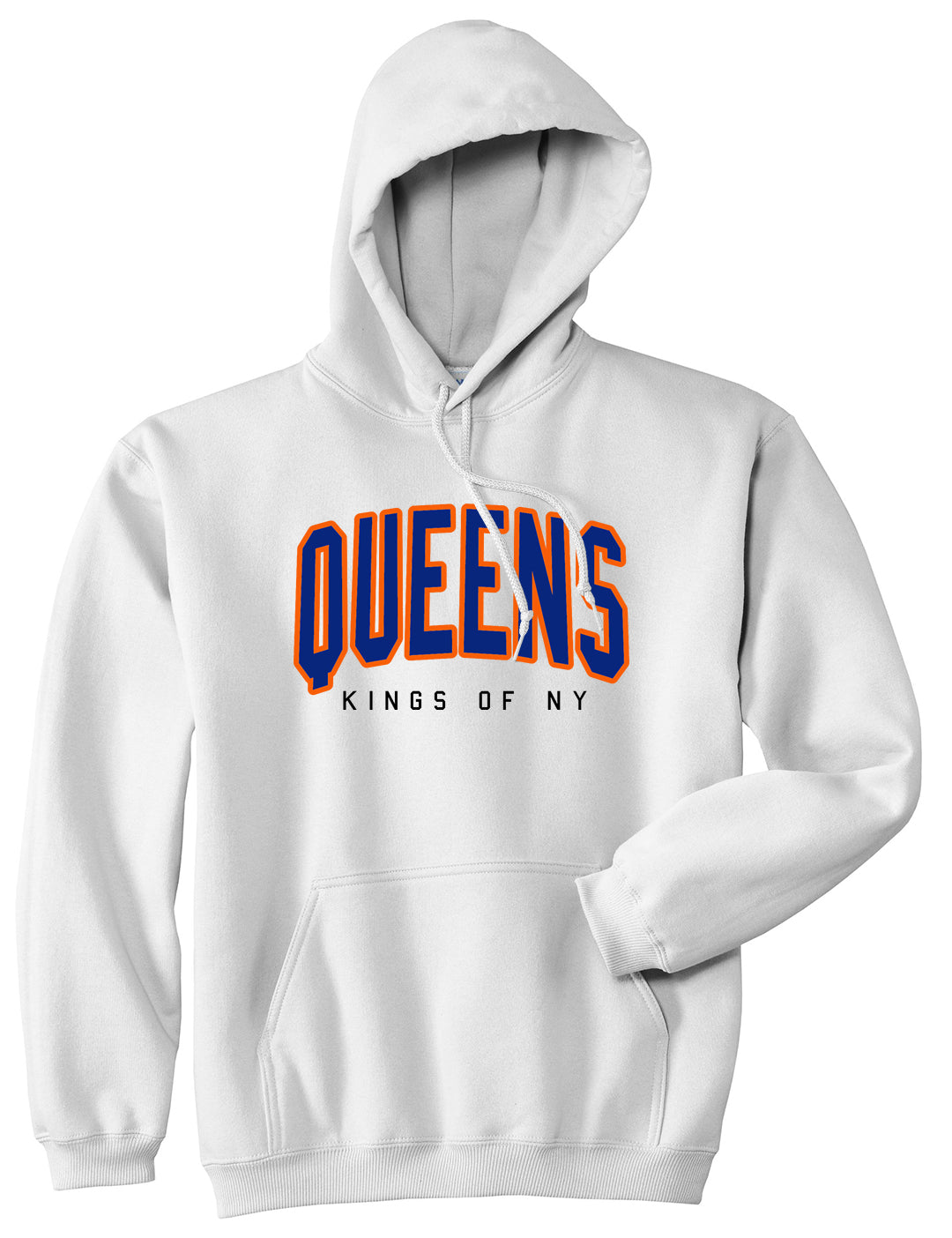 Queens Blue Orange Mens Pullover Hoodie White by Kings Of NY