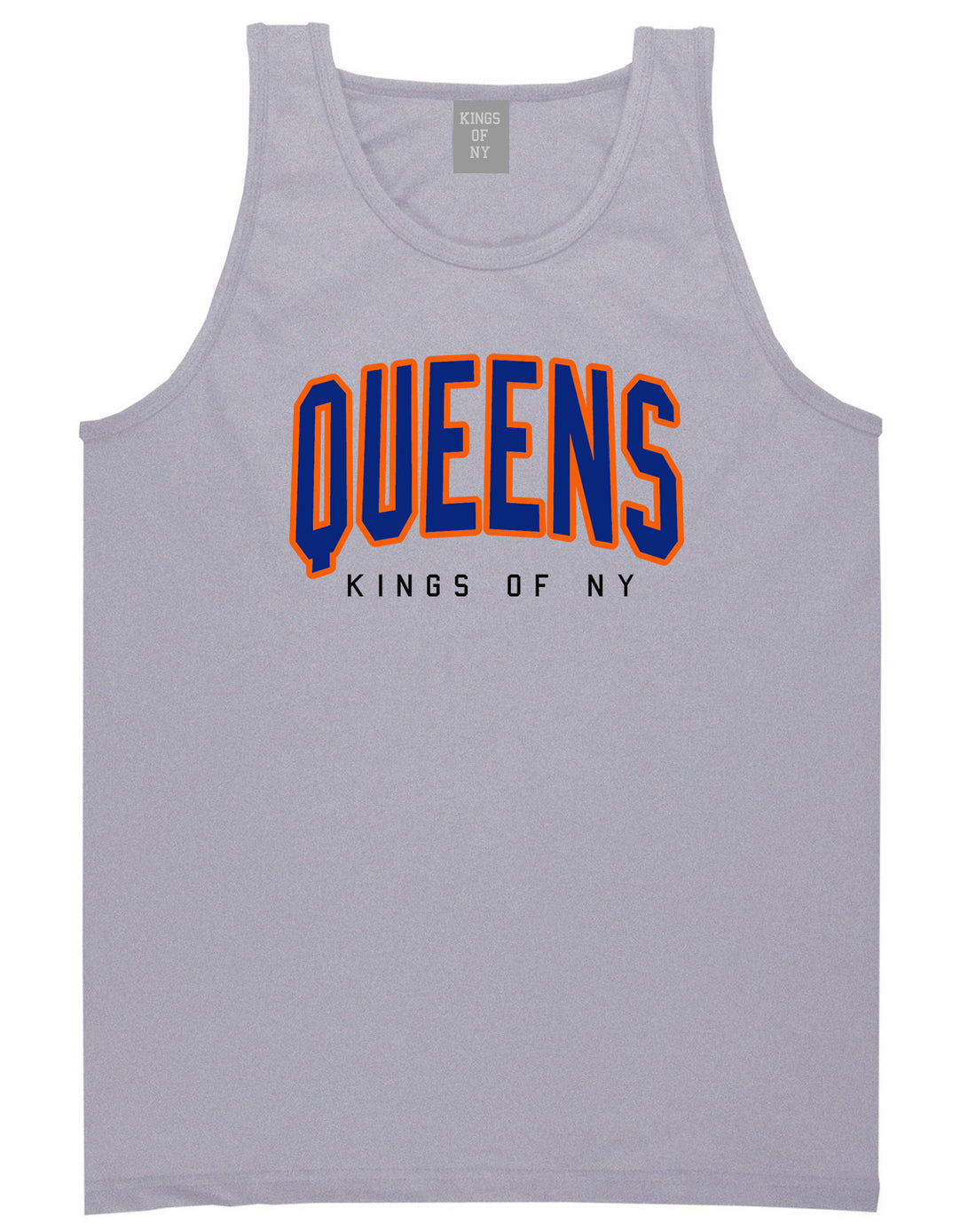 Queens Blue Orange Mens Tank Top Shirt Grey by Kings Of NY