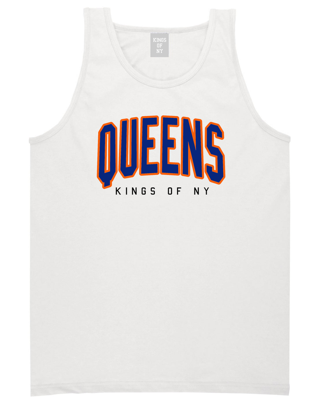 Queens Blue Orange Mens Tank Top Shirt White by Kings Of NY