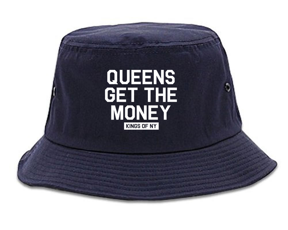 Queens Get The Money Mens Bucket Hat Navy Blue