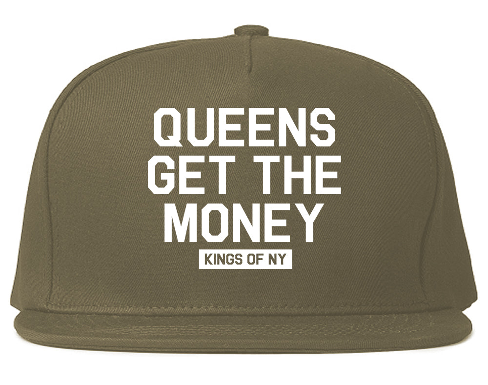 Queens Get The Money Mens Snapback Hat Grey