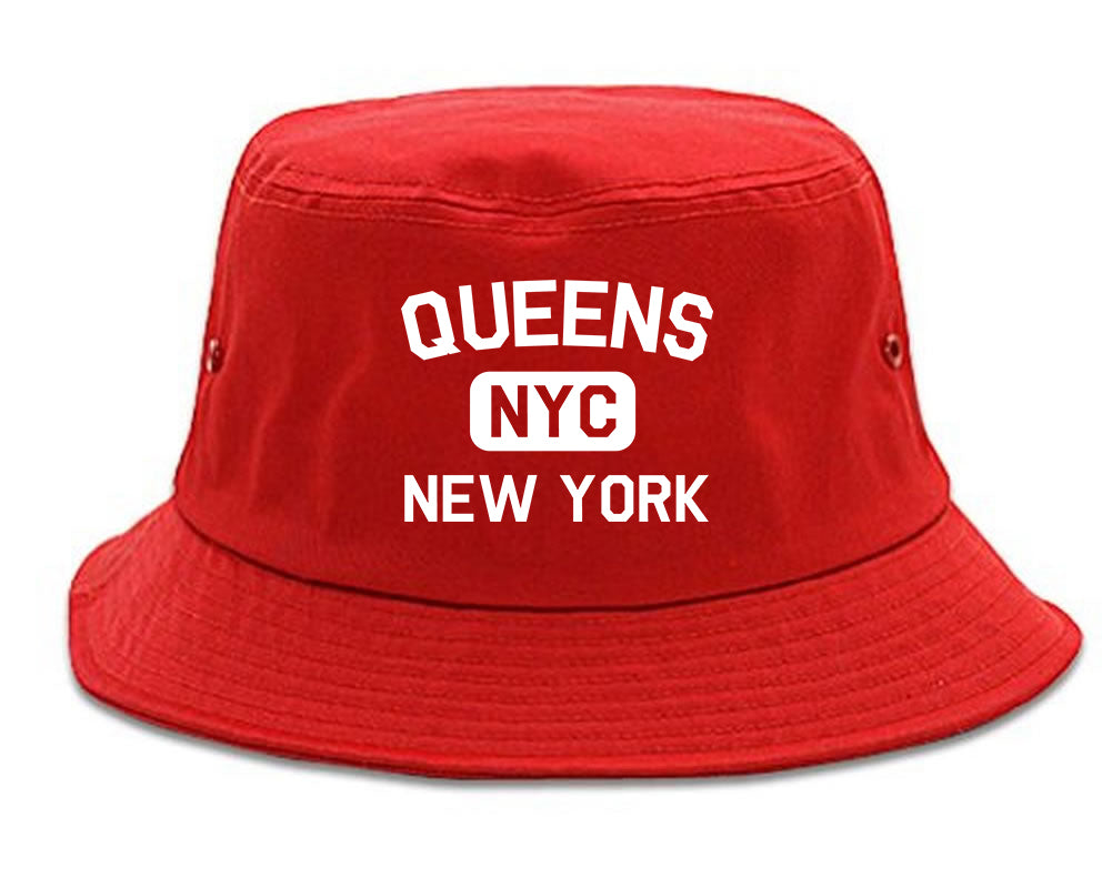Queens Gym NYC New York Mens Bucket Hat Red