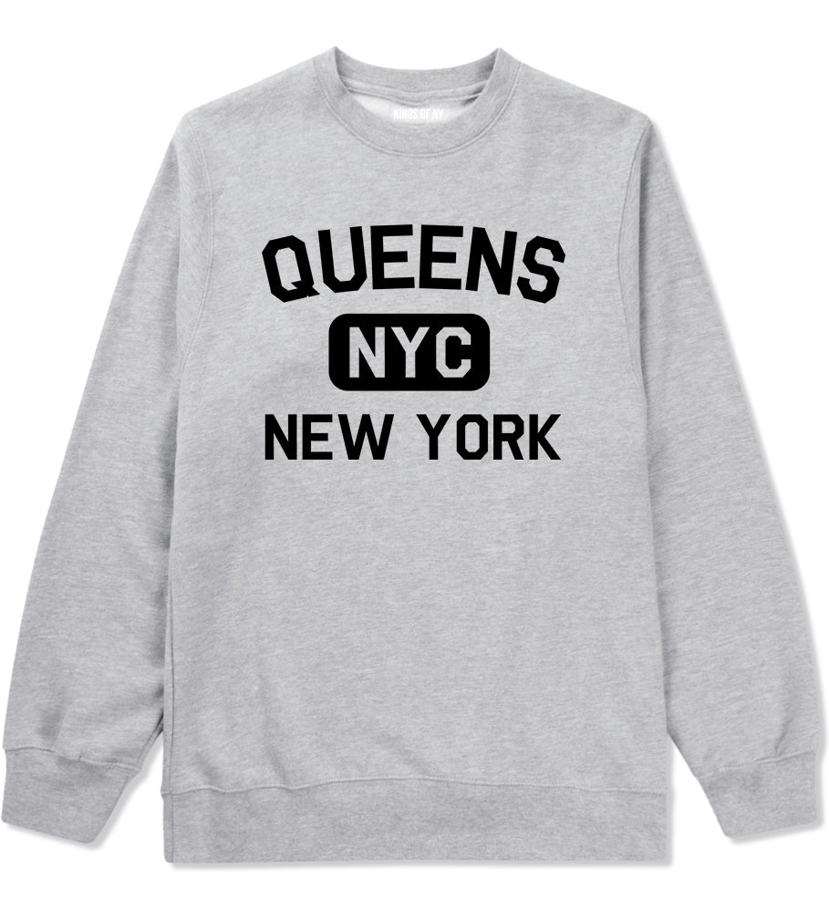 Queens Gym NYC New York Mens Crewneck Sweatshirt Grey