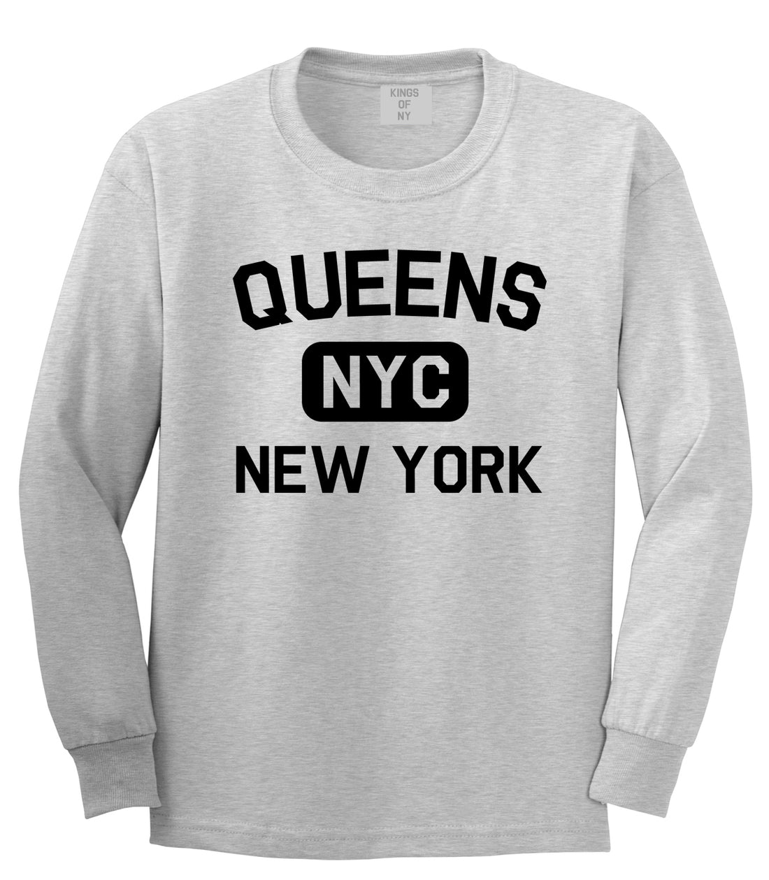 Queens Gym NYC New York Mens Long Sleeve T-Shirt Grey