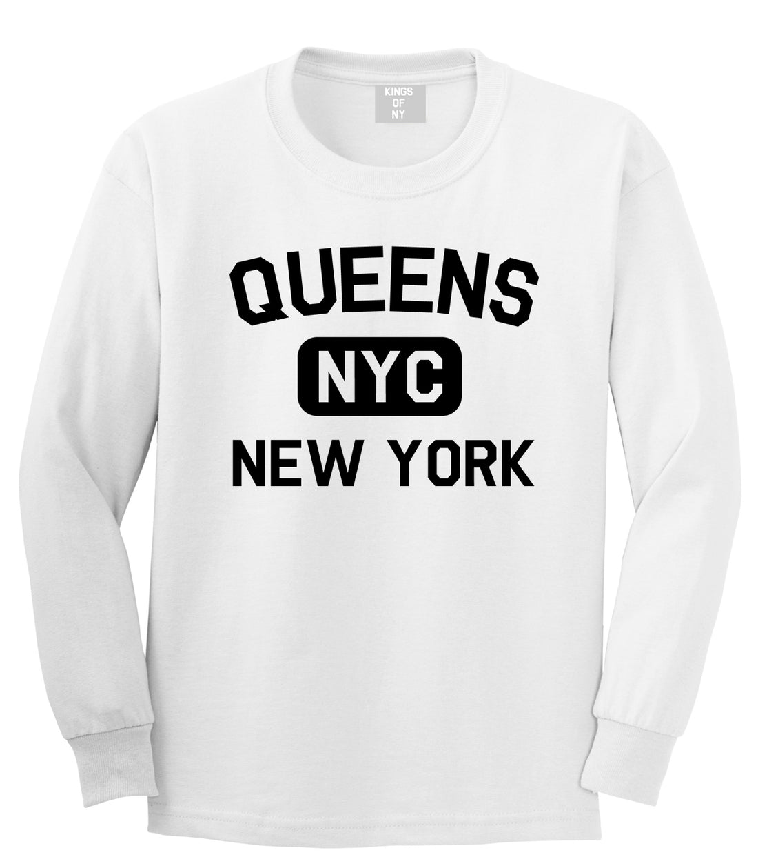 Queens Gym NYC New York Mens Long Sleeve T-Shirt White