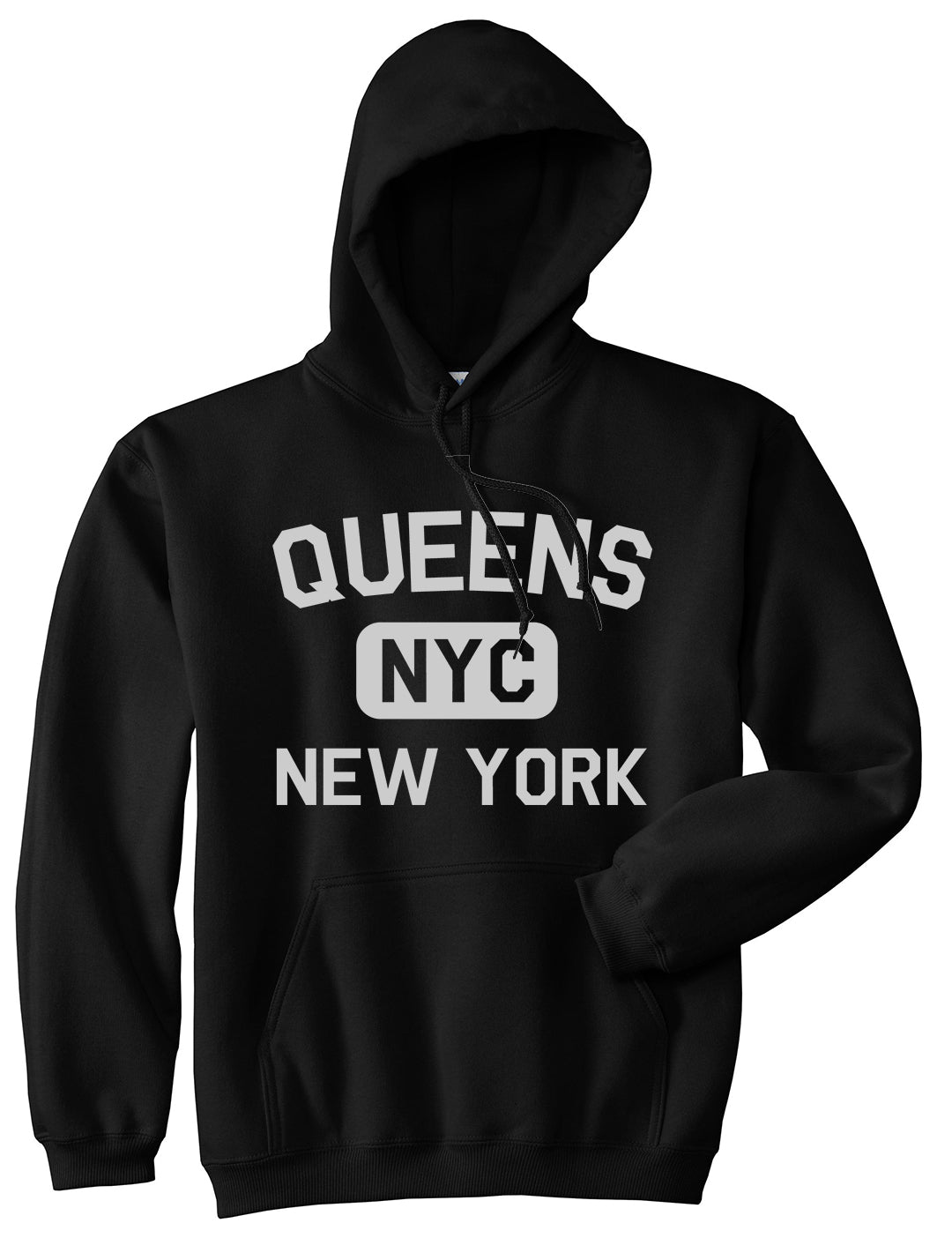 Queens Gym NYC New York Mens Pullover Hoodie Black