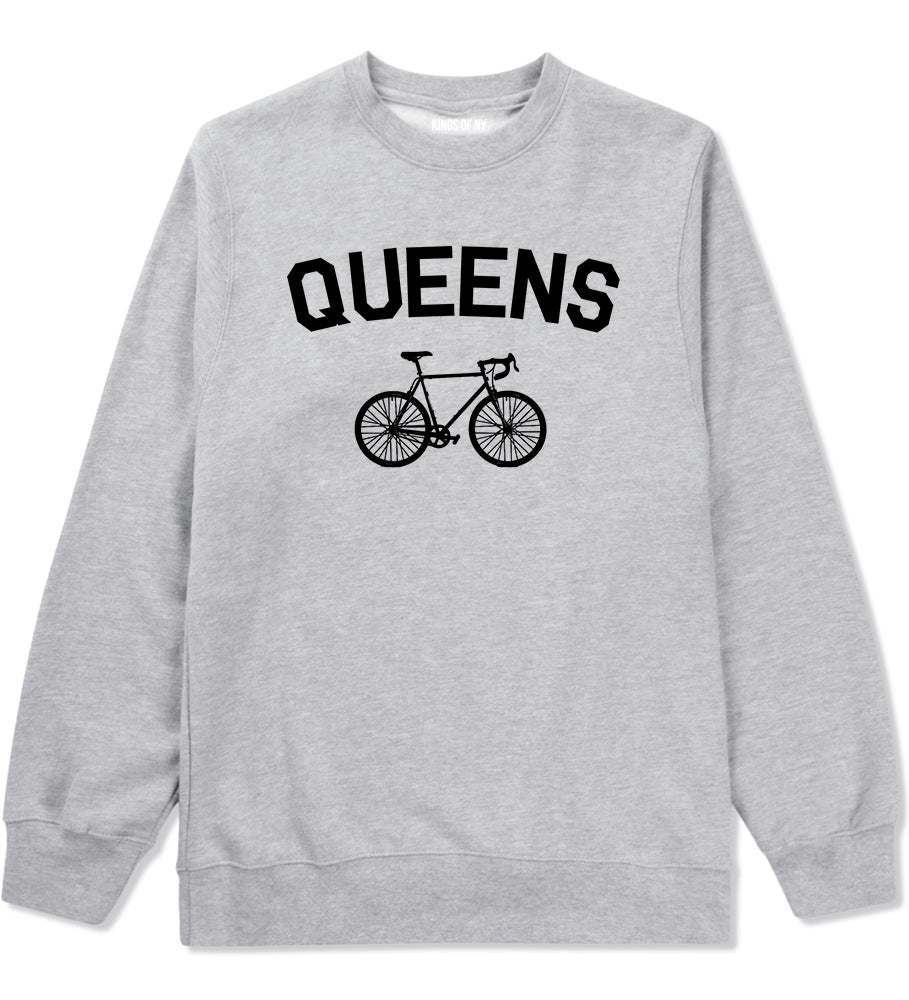 Queens New York Vintage Bike Cycling Mens Crewneck Sweatshirt Grey