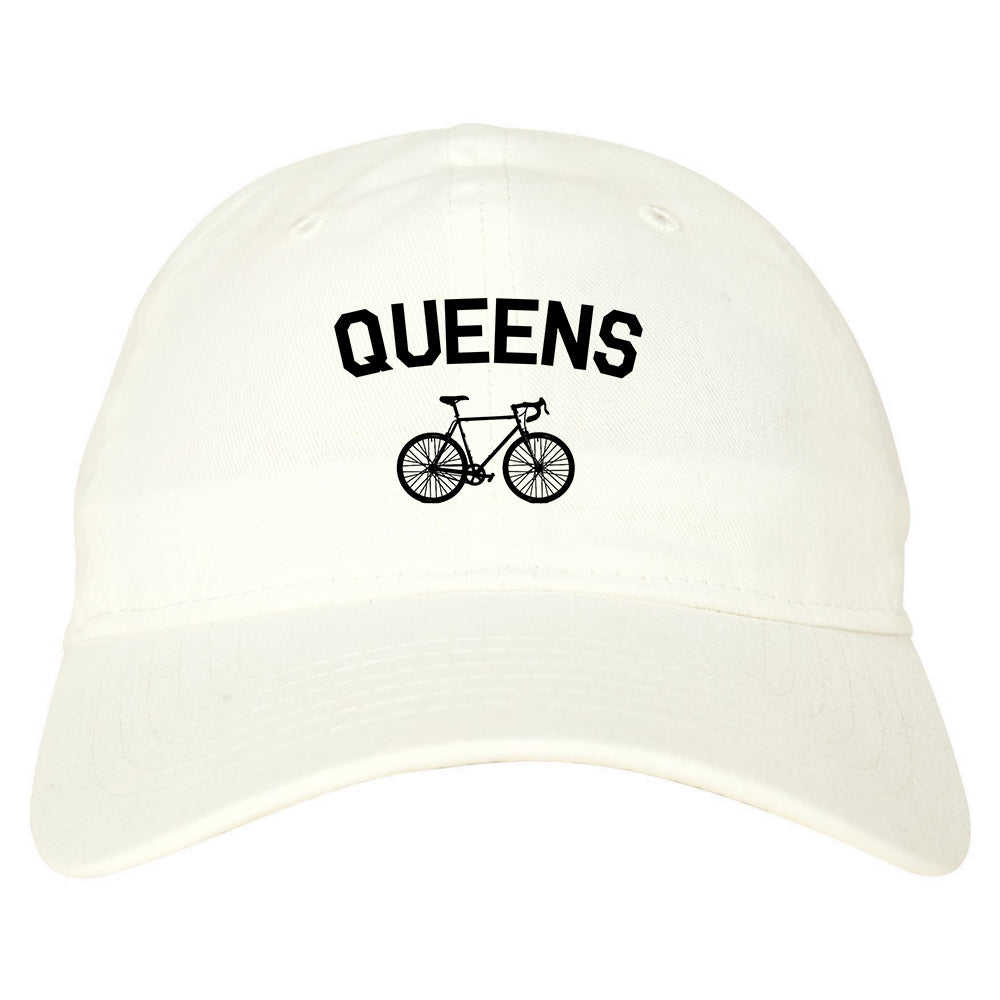 Queens New York Vintage Bike Cycling Mens Dad Hat White