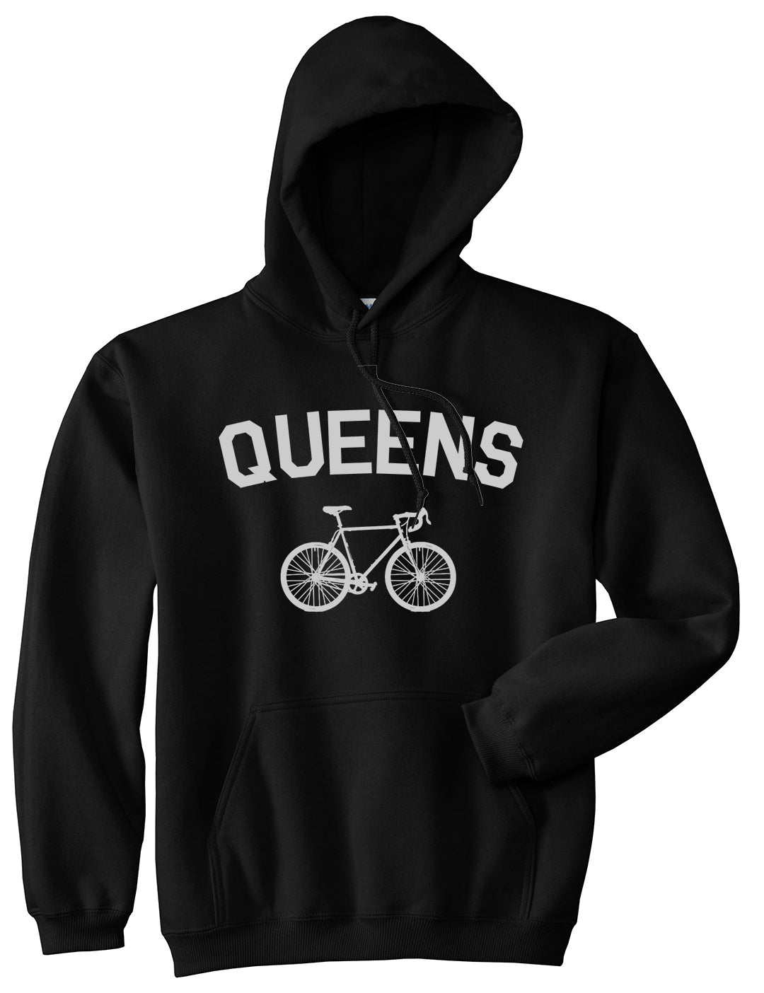 Queens New York Vintage Bike Cycling Mens Pullover Hoodie Black