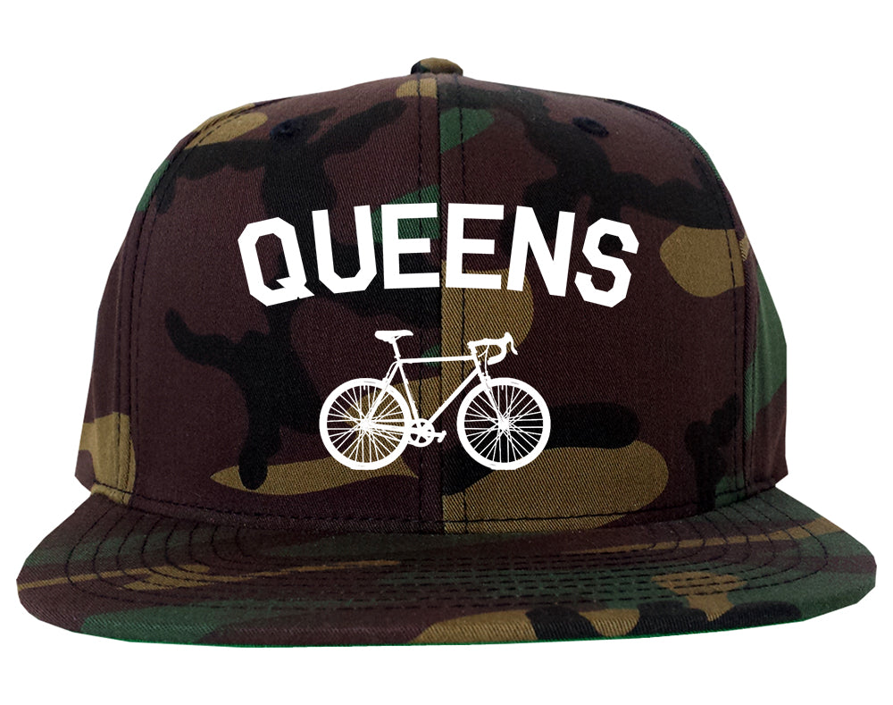 Queens New York Vintage Bike Cycling Mens Snapback Hat Army Camo