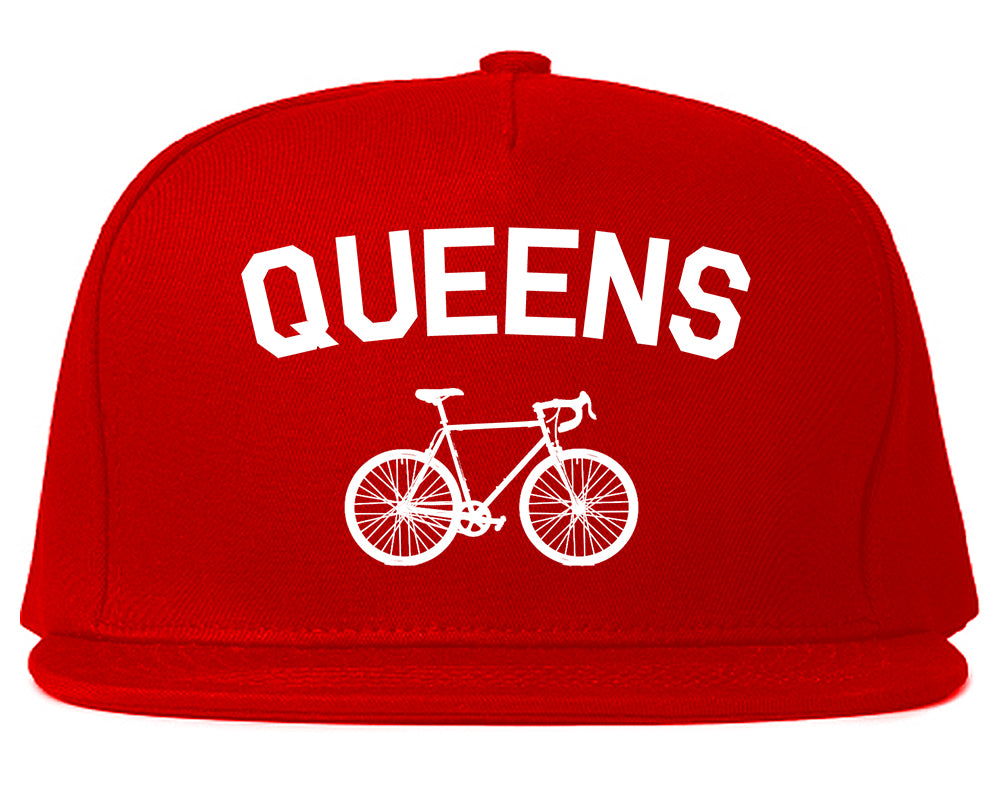 Queens New York Vintage Bike Cycling Mens Snapback Hat Red