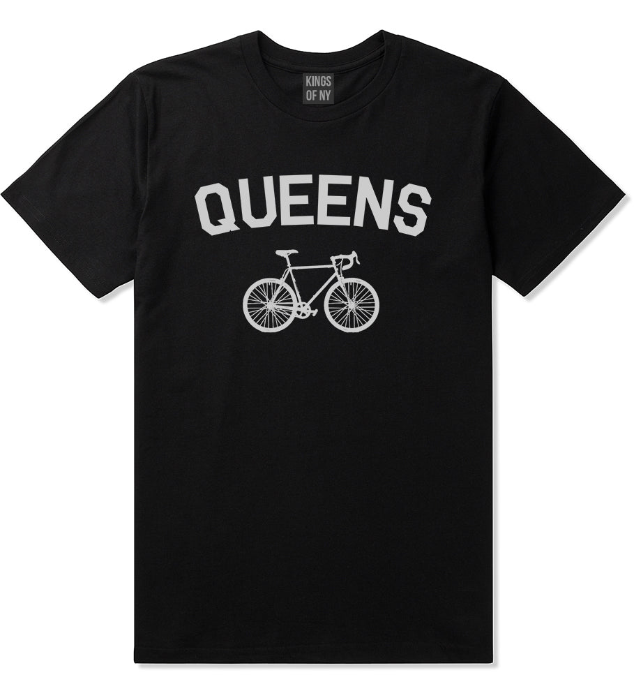 Queens New York Vintage Bike Cycling Mens T-Shirt Black
