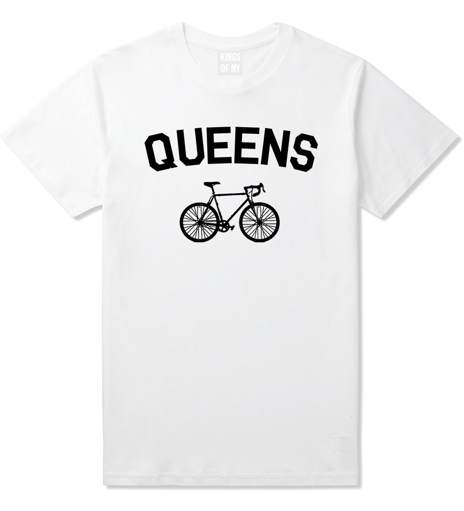 Queens New York Vintage Bike Cycling Mens T-Shirt White