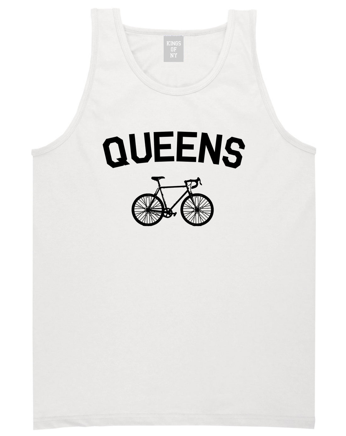 Queens New York Vintage Bike Cycling Mens Tank Top T-Shirt White