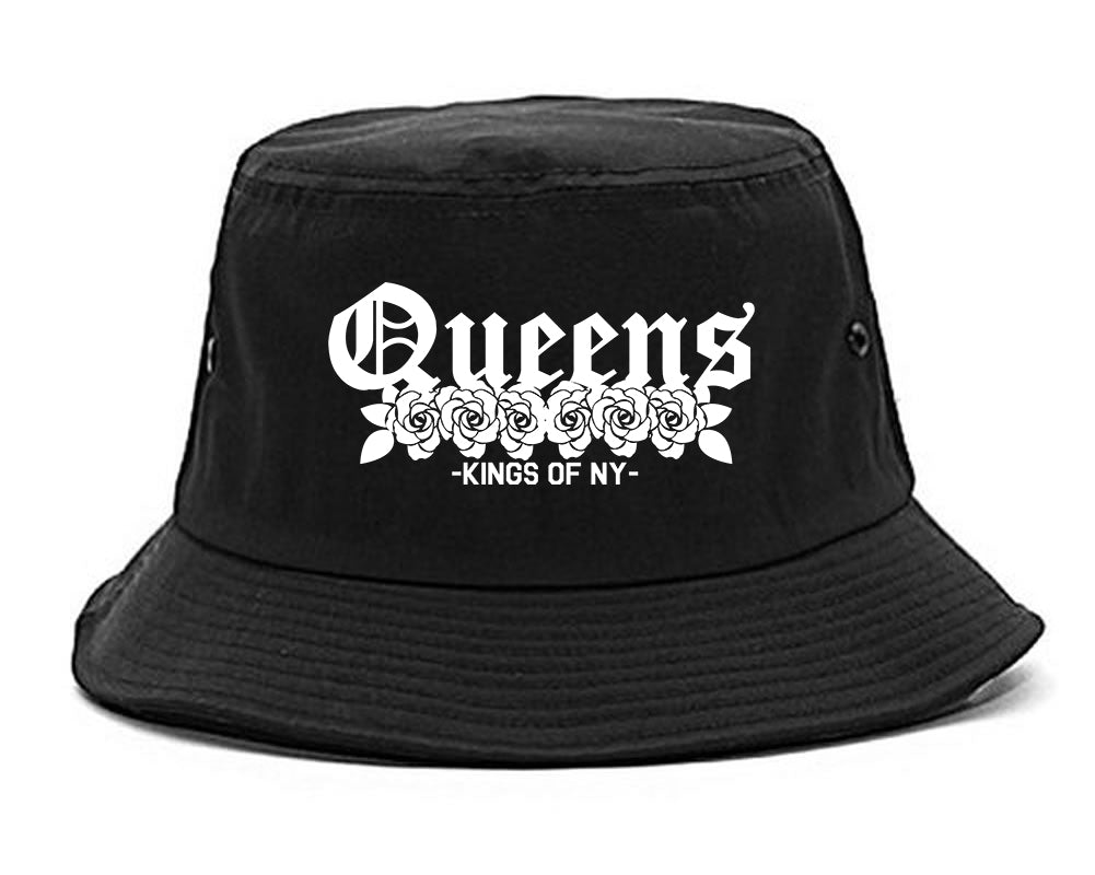 Queens Roses Kings Of NY Mens Bucket Hat Black