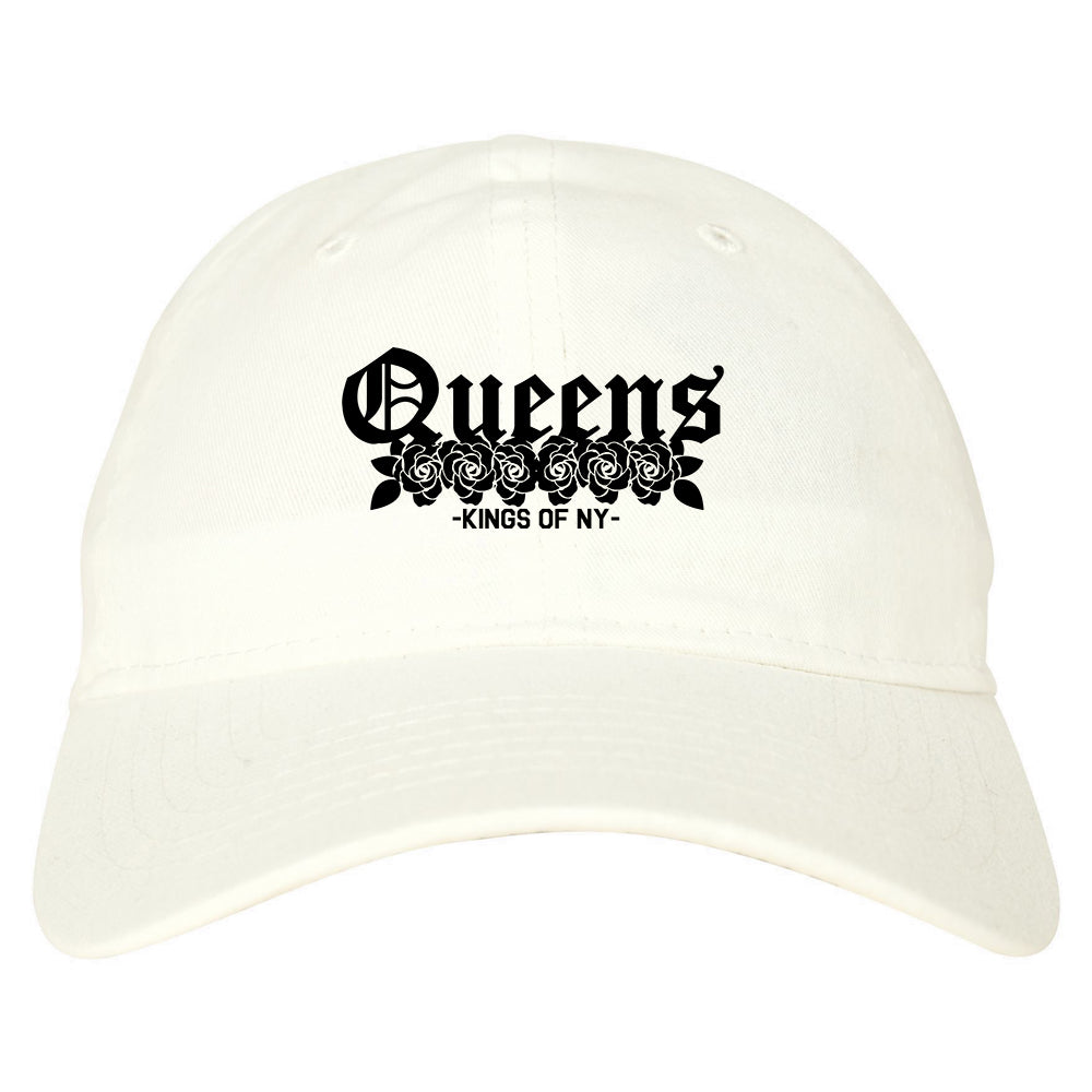 Queens Roses Kings Of NY Mens Dad Hat White