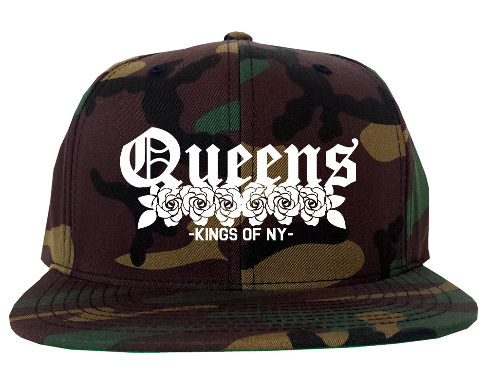 Queens Roses Kings Of NY Mens Snapback Hat Army Camo