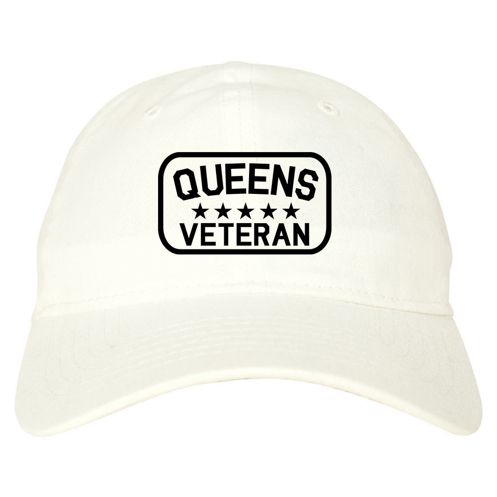 Queens Veteran Mens Dad Hat Baseball Cap White