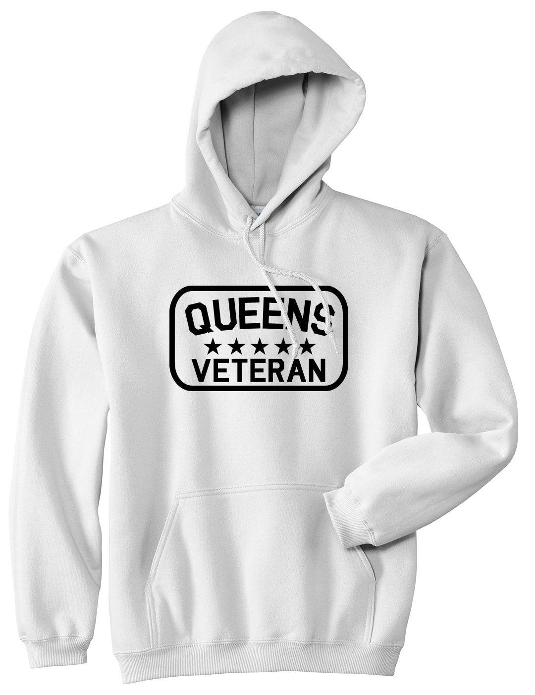 Queens Veteran Mens Pullover Hoodie White