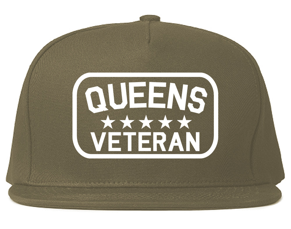 Queens Veteran Mens Snapback Hat Grey