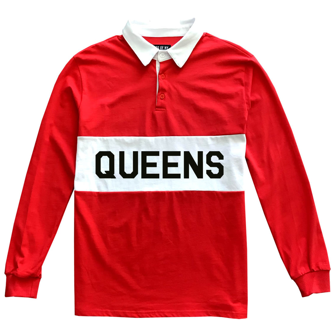 Red Queens New York Striped Mens Long Sleeve Rugby Shirt