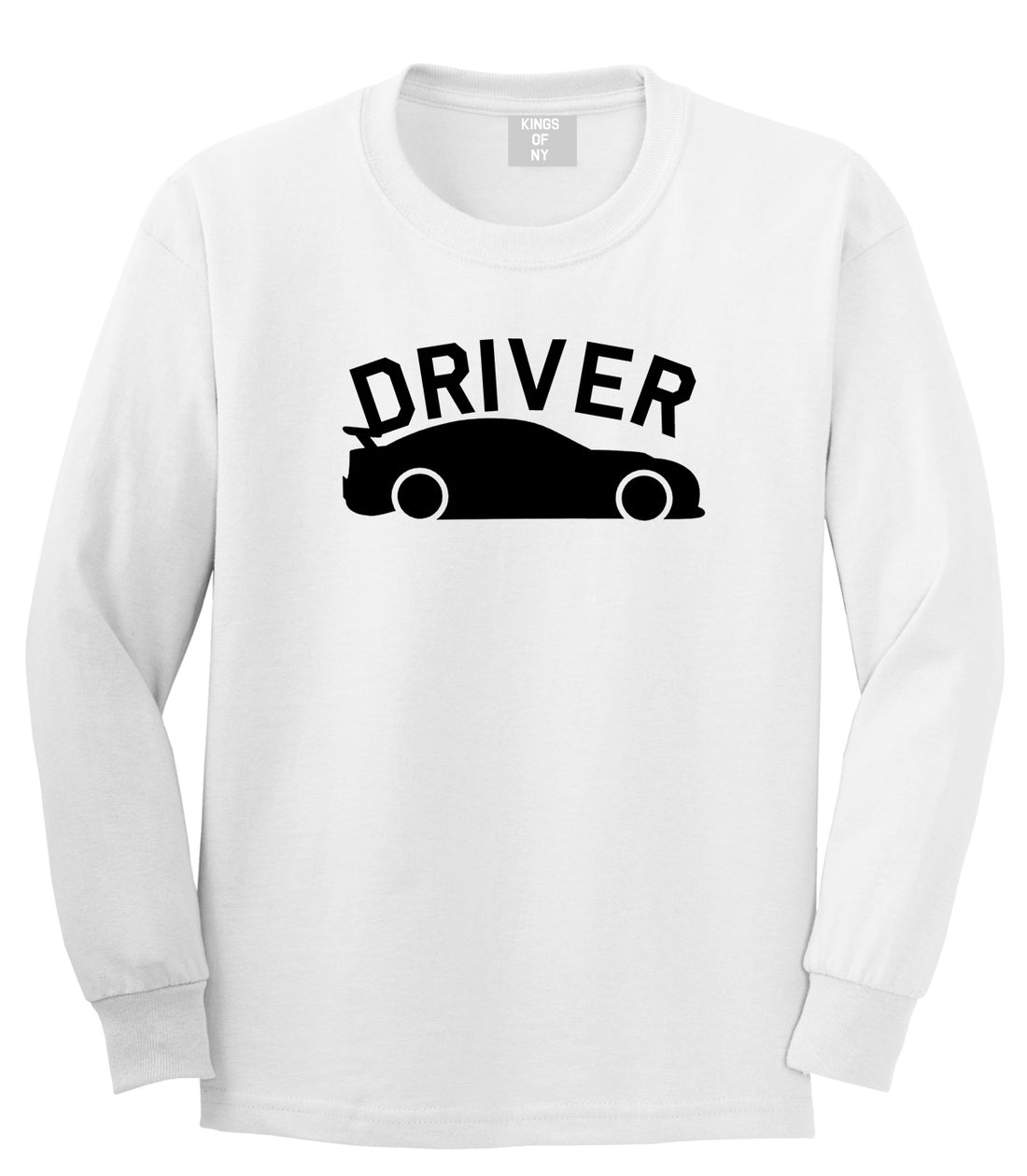 Race Car Driver Drive Mens White Long Sleeve T-Shirt by Kings Of NY