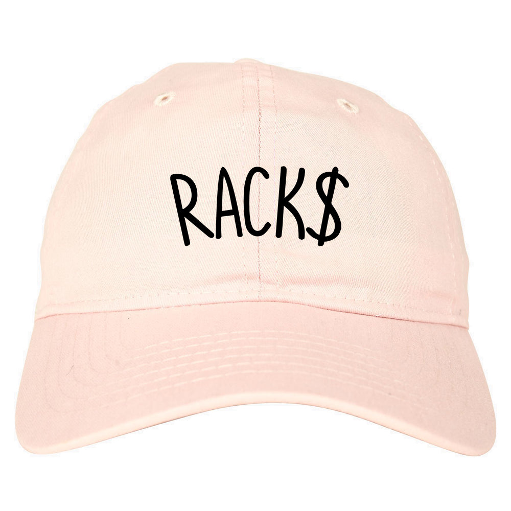 Racks Money Sign Mens Dad Hat Baseball Cap Pink