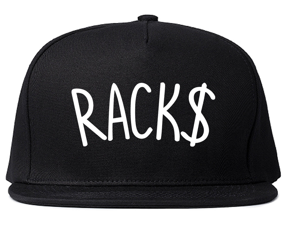 Racks Money Sign Mens Snapback Hat Black