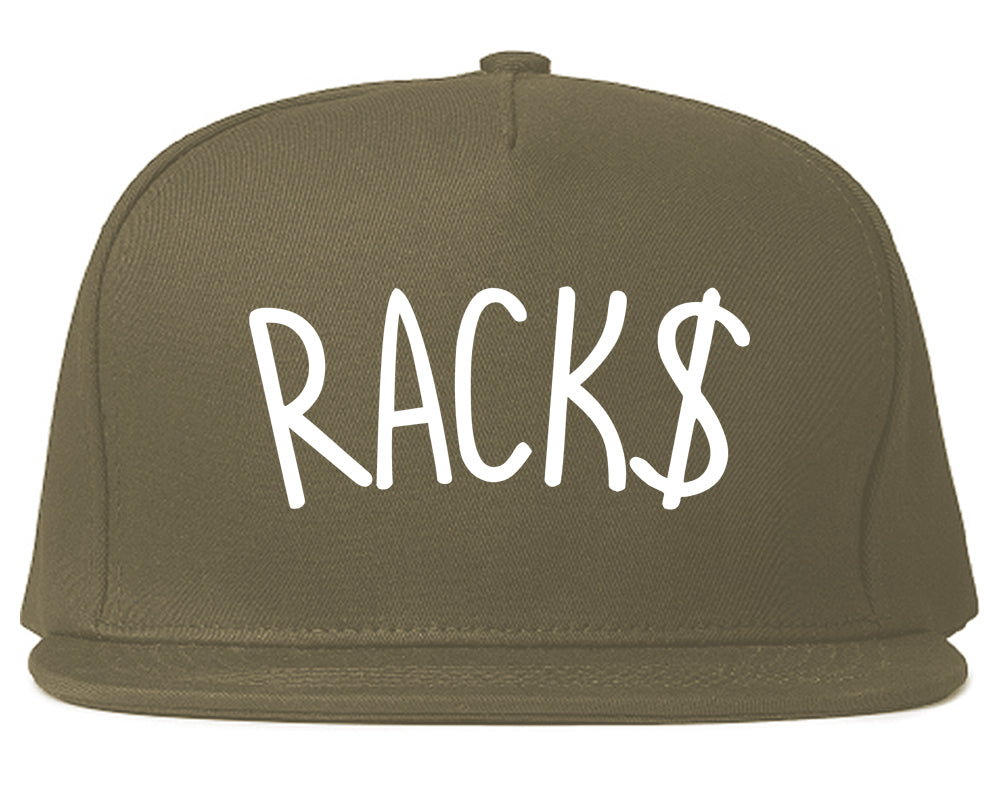 Racks Money Sign Mens Snapback Hat Grey