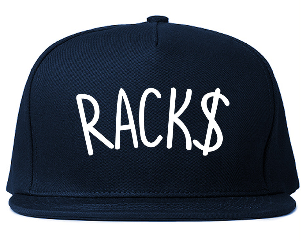 Racks Money Sign Mens Snapback Hat Navy Blue