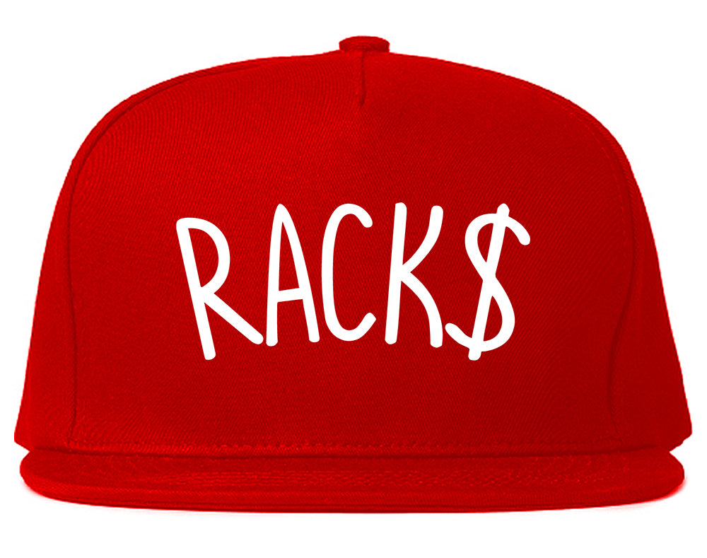 Racks Money Sign Mens Snapback Hat Red