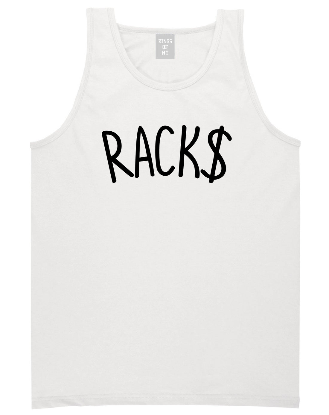 Racks Money Sign Mens Tank Top Shirt White