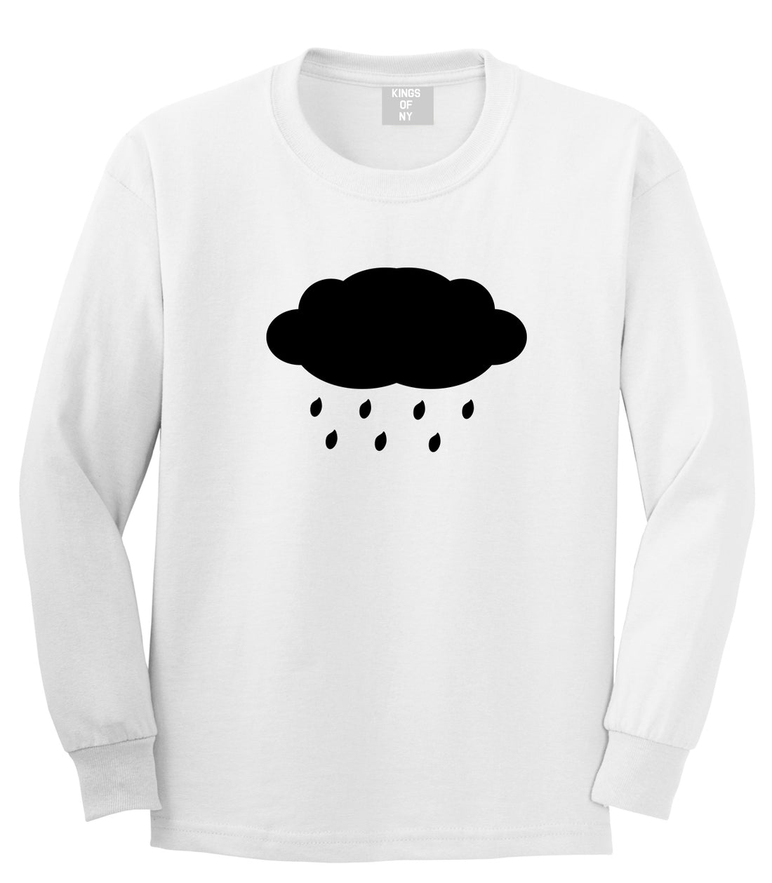 Rain Cloud White Long Sleeve T-Shirt by Kings Of NY