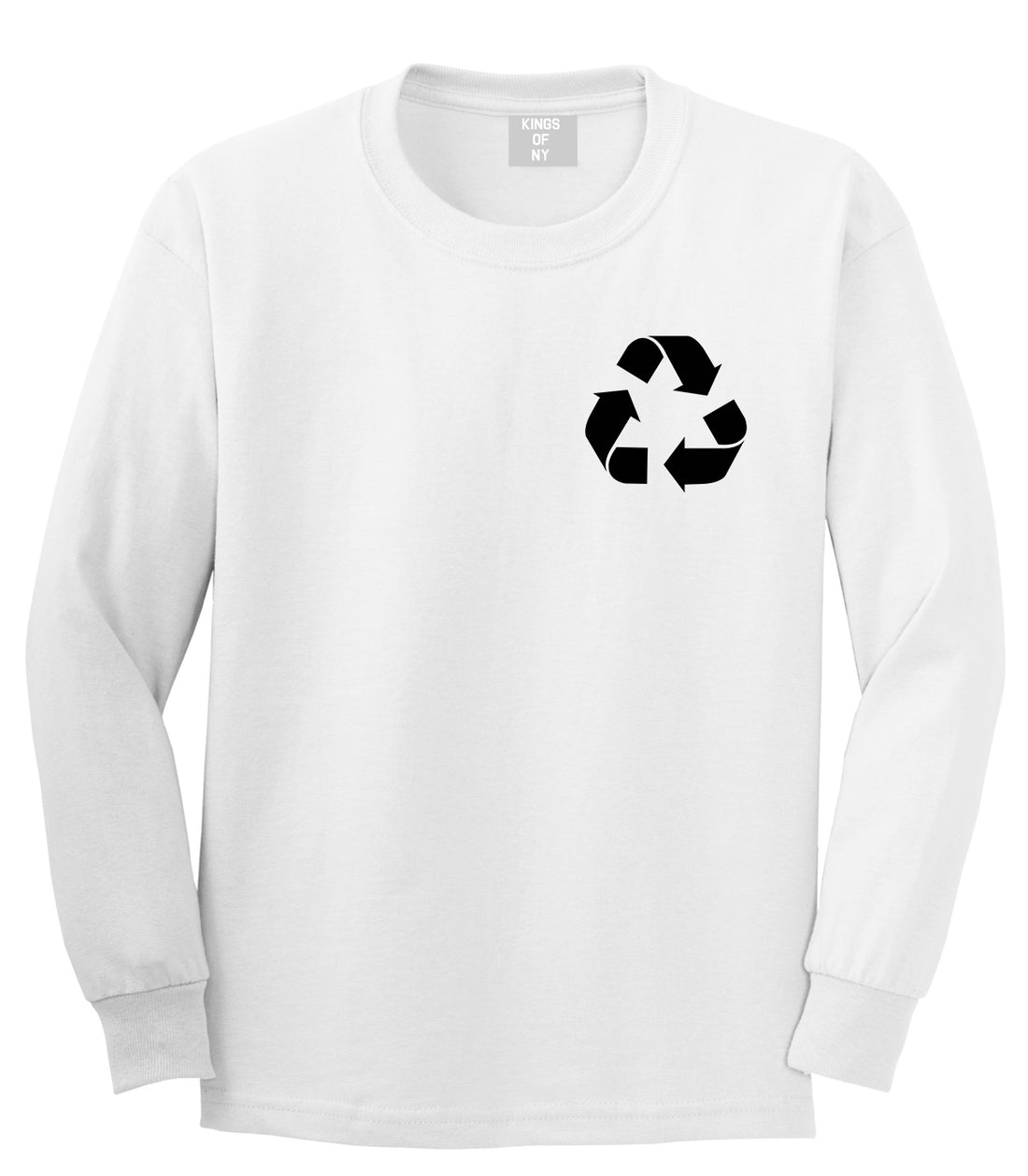 Recylce Logo Chest White Long Sleeve T-Shirt by Kings Of NY