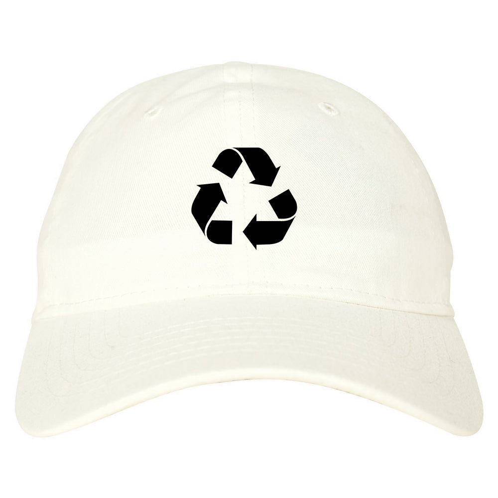 Recylce Logo Chest Dad Hat Baseball Cap White