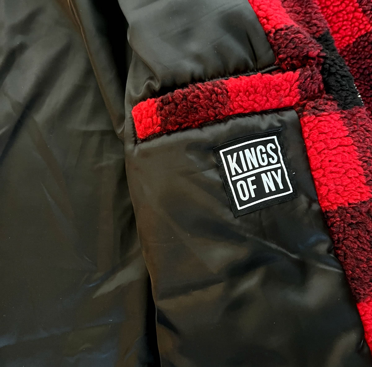 Red And Back Buffalo Plaid Mens Sherpa Jacket – KINGS OF NY