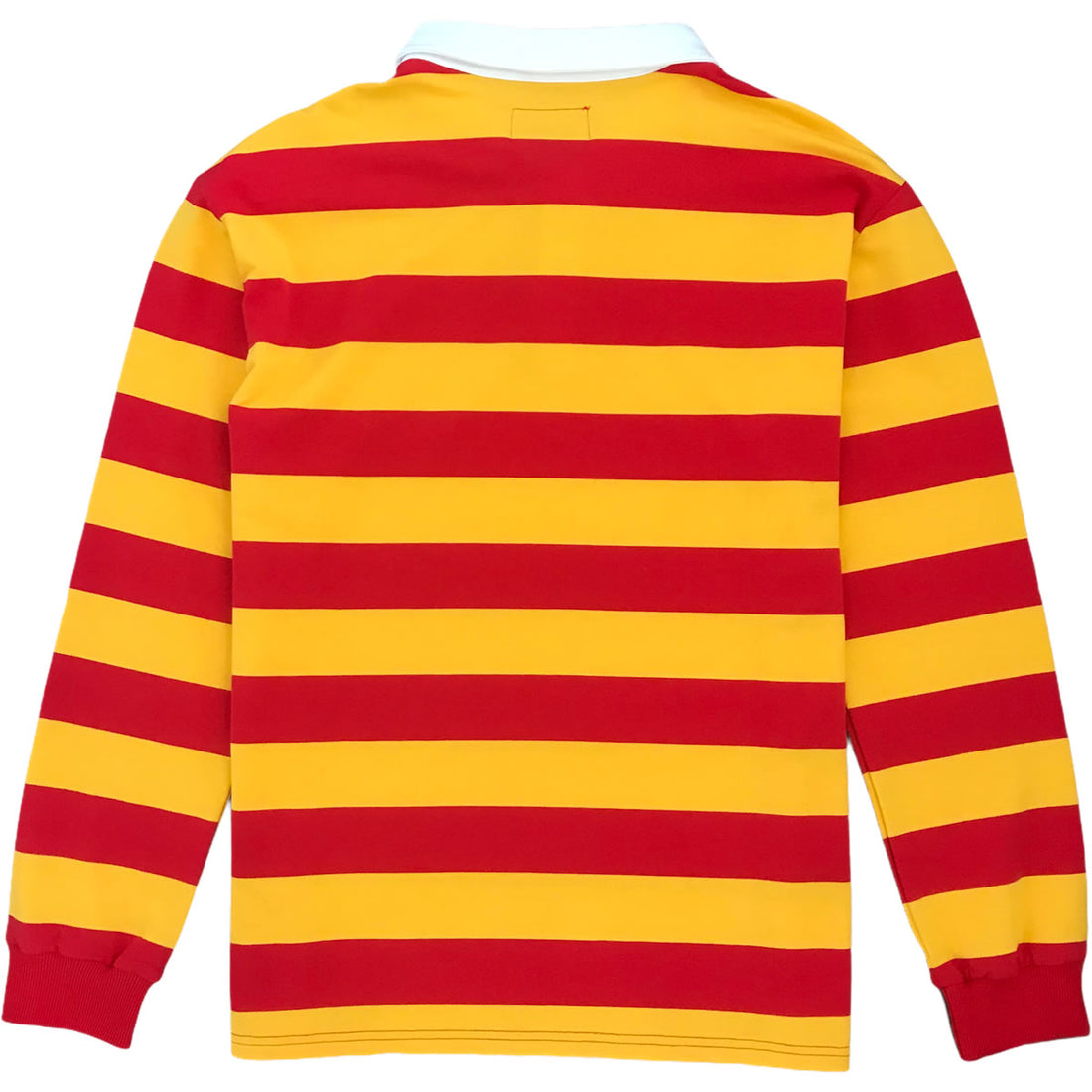 Red And Yellow Striped Mens Long Sleeve Rugby Shirt Back
