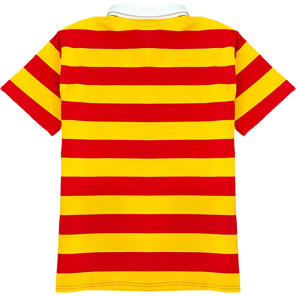 Red And Yellow Striped Mens Short Sleeve Rugby Shirt Back