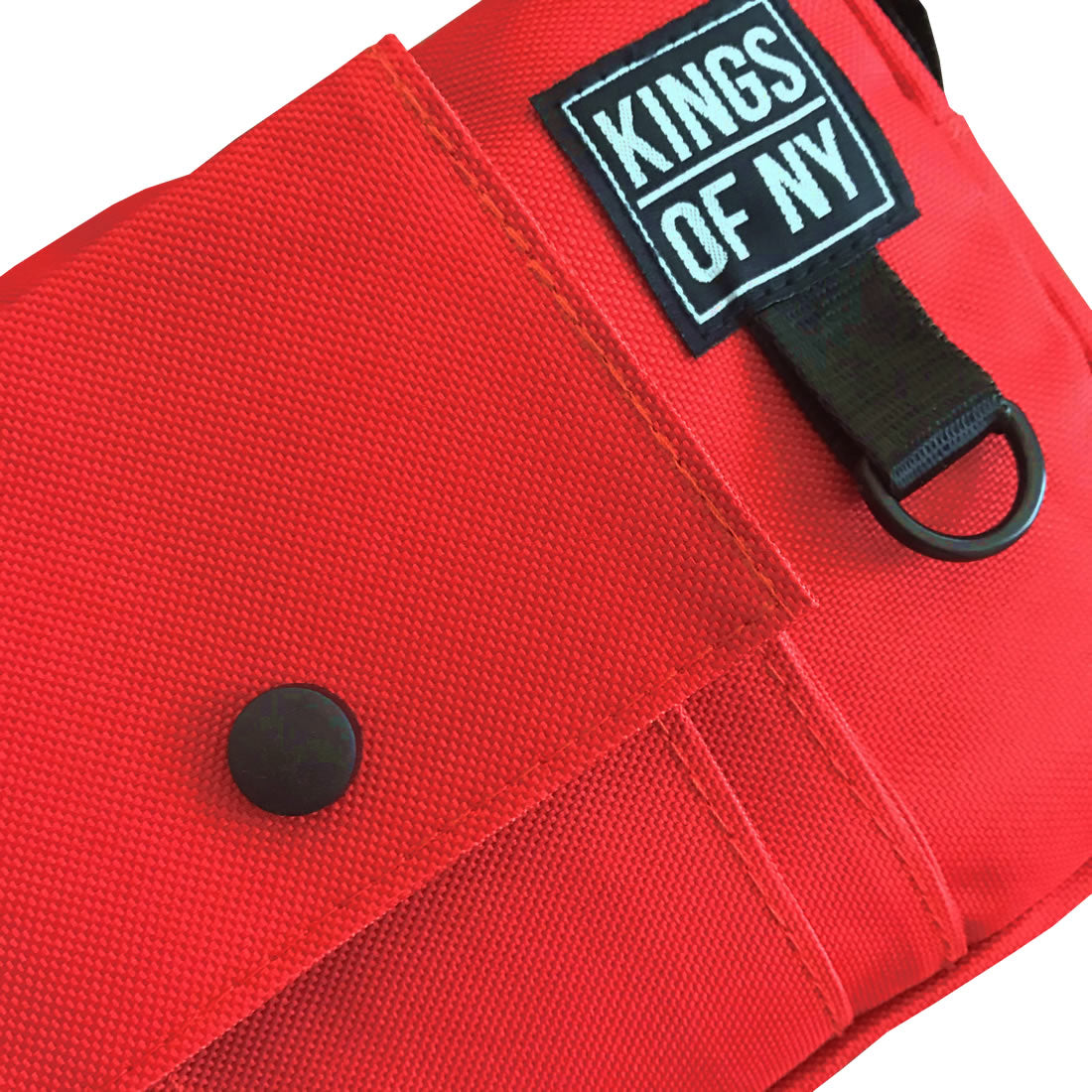Red Front Pocket Mens Canvas Crossbody Sling Bag Detail