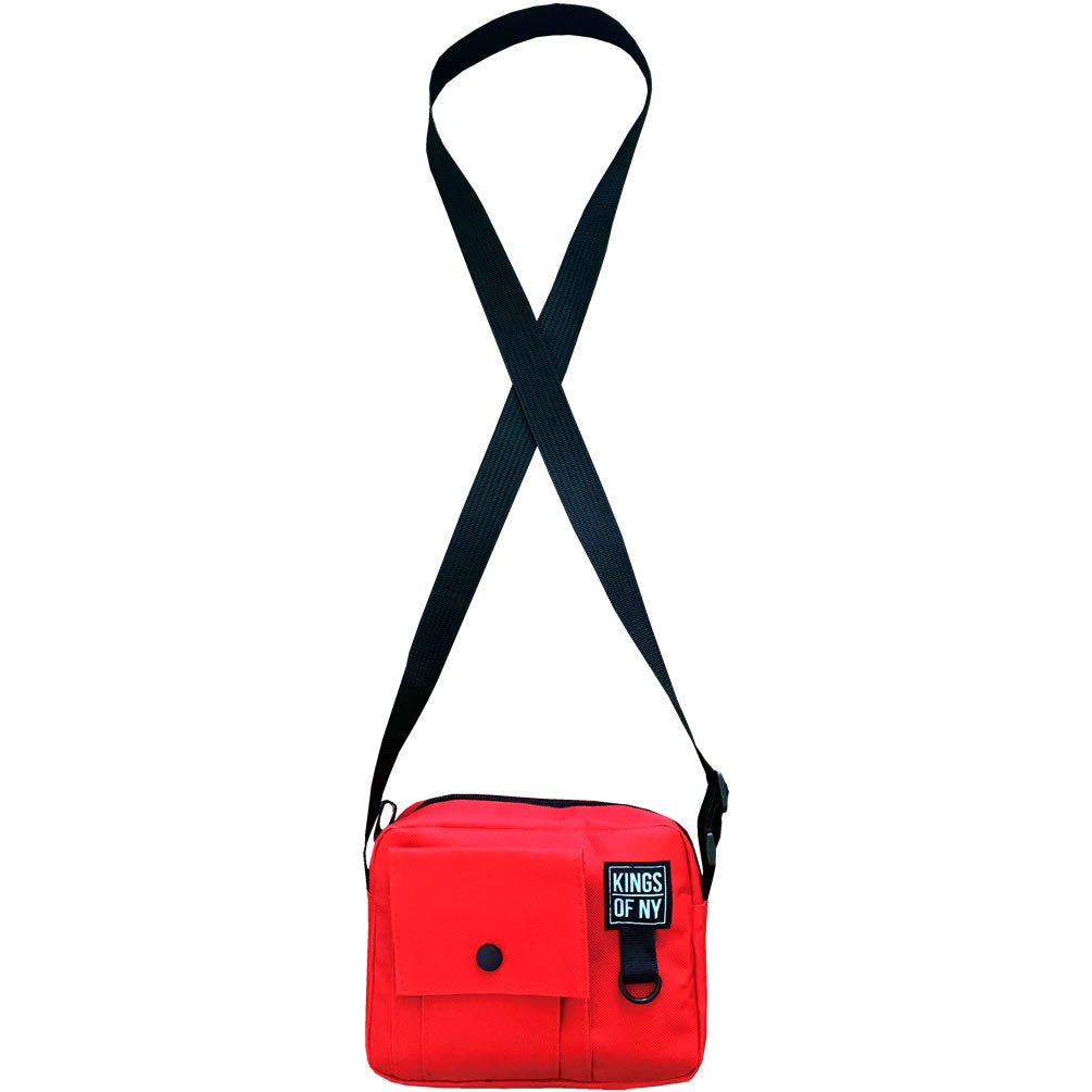 Red Front Pocket Mens Canvas Crossbody Sling Bag