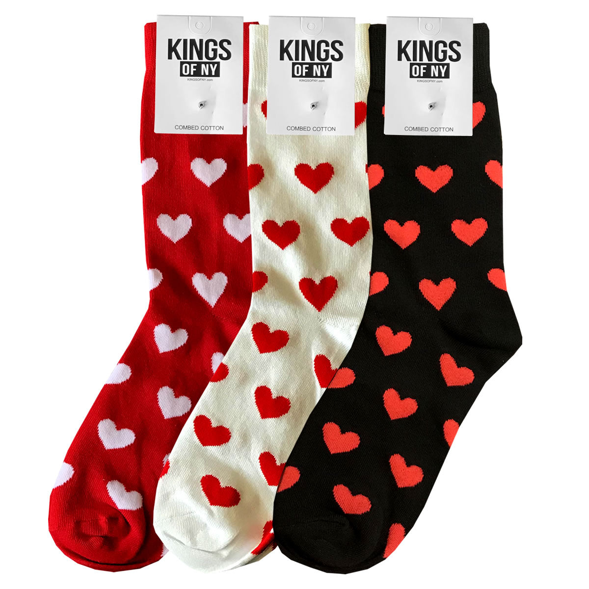 Valentines Day Heart Mens Cotton Socks by KINGS OF NY