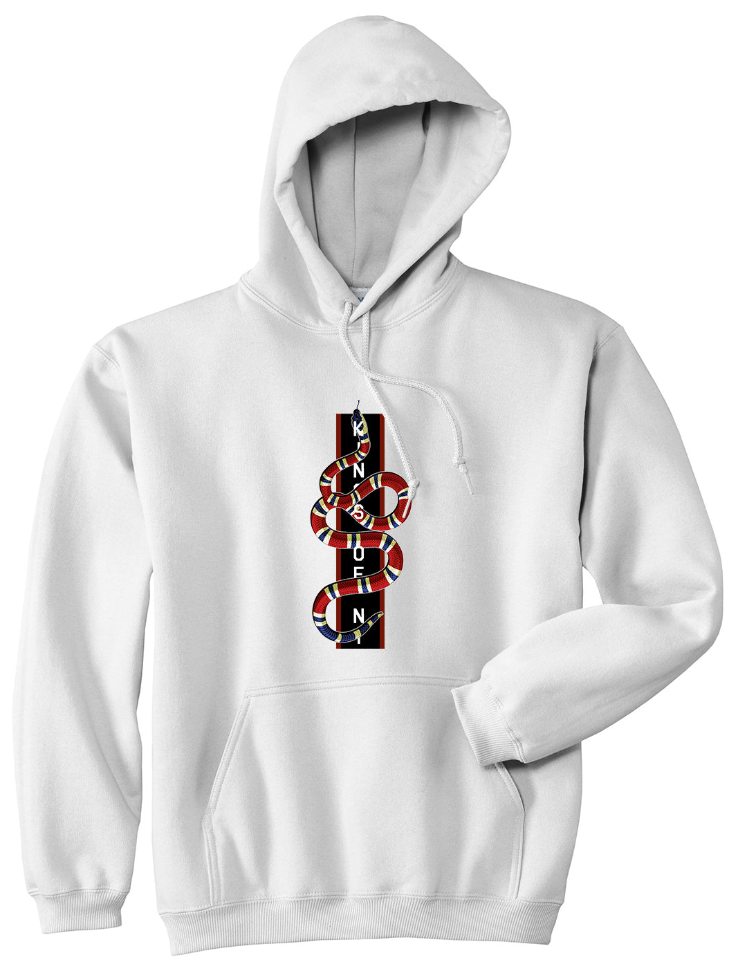 Red Snake Mens Pullover Hoodie White