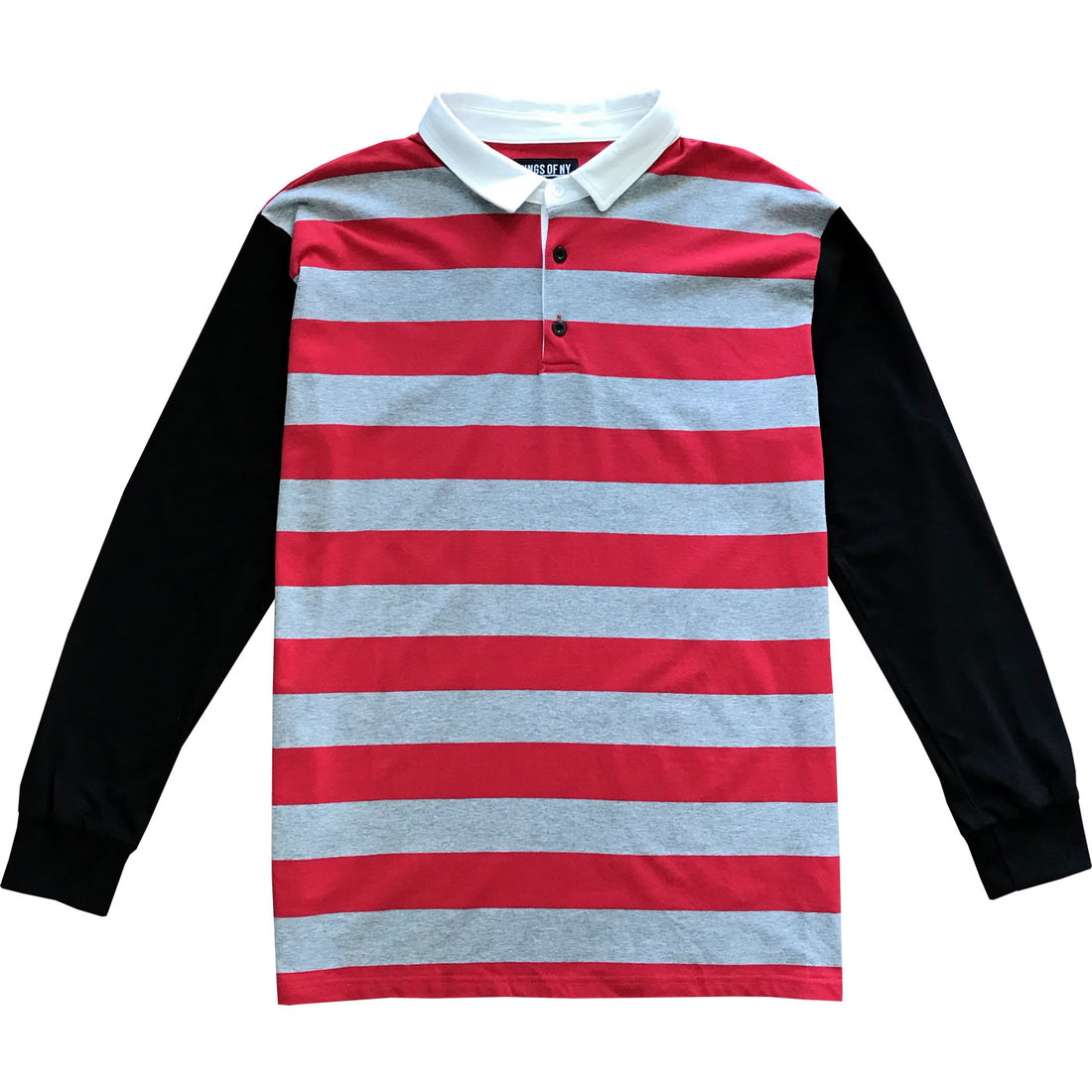 Red and Grey Striped Mens Rugby Shirt
