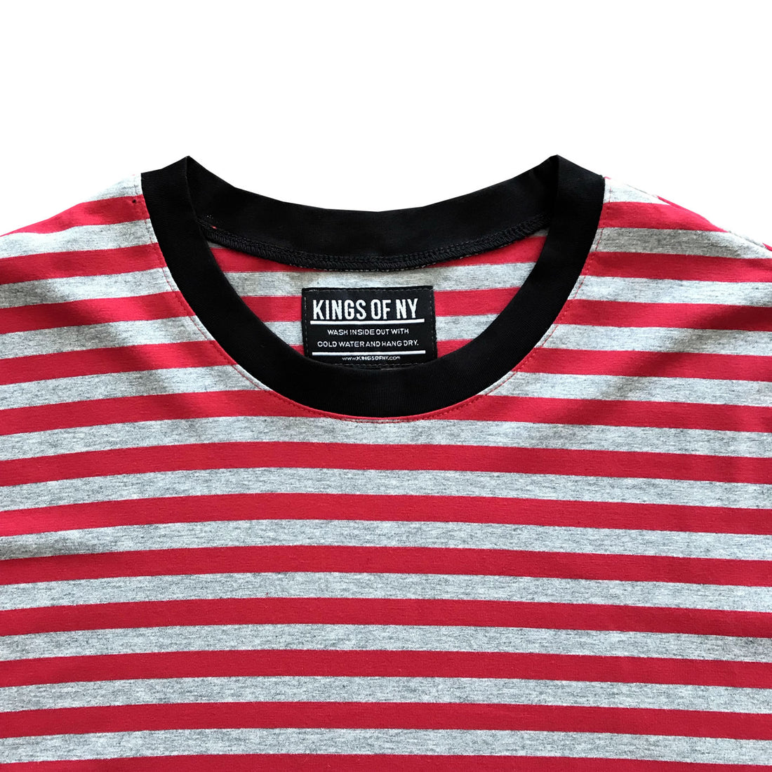 Red and Grey Striped Mens T-Shirt