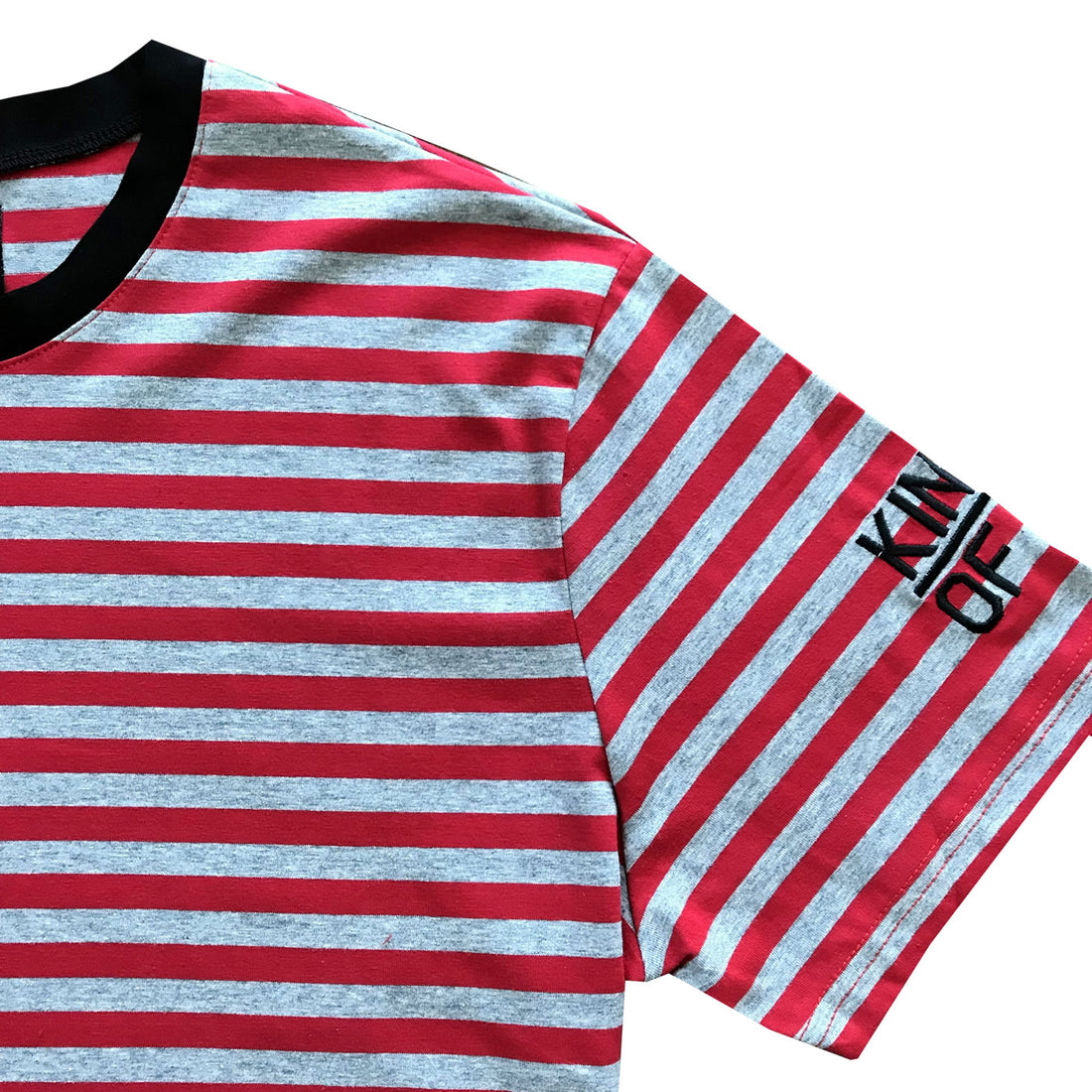 Red and Grey Striped Mens T-Shirt