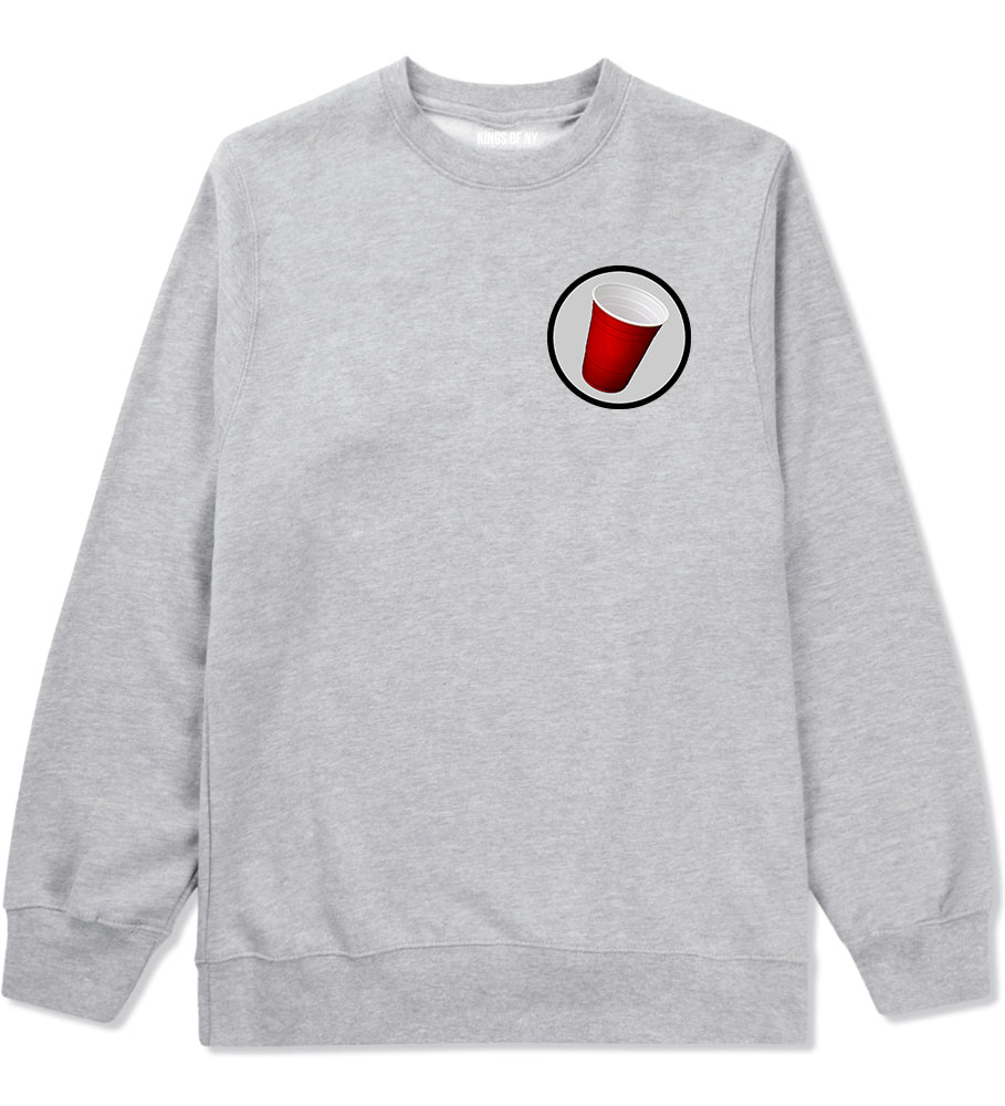 Red Party Cup Chest Mens Grey Crewneck Sweatshirt by Kings Of NY