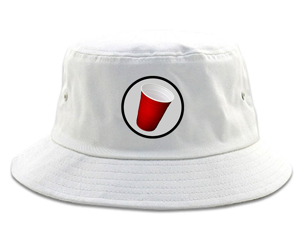 Red_Party_Cup_Chest Mens White Bucket Hat by Kings Of NY